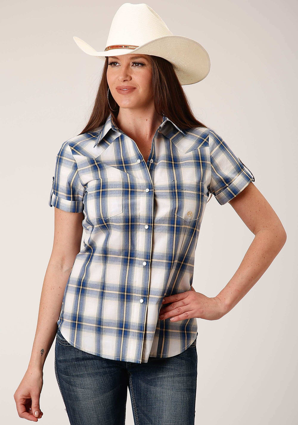 Roper Womens Long Sleeve Snap Denim Ombre Western Shirt - Roper