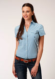 Roper Womens Long Sleeve Snap Stretch Check Western Shirt - Roper