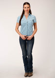 Roper Womens Long Sleeve Snap Stretch Check Western Shirt - Roper