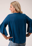 Roper Womens Rayon Challis Peasant Short Sleeve Western Shirt - Roper
