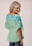 Roper Womens Short Sleeve Summer Floral Brdr Print Amer Crepe Blouse - Roper