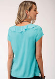 Roper Womens Solid Turqoise  Short Sleeve Western Shirt - Roper
