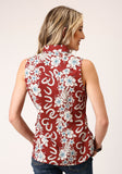 Roper Womens Sleeveless Snap Hawaiian Horseshoes Print Western Shirt - Roper