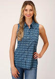 Roper Womens Sleeveless Snap Mini Aztec Print Western Shirt - Roper