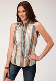 Roper Womens Sleeveless Snap Desert Stripe Western Shirt - Roper