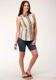 Roper Womens Sleeveless Snap Desert Stripe Western Shirt - Roper