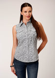 Roper Womens Sleeveless Snap Line Paisley Western Shirt - Roper
