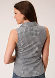 Roper Womens Sleeveless Snap Diamond Star Geo Grey Western Shirt - Roper