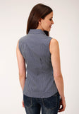 Roper Womens Sleeveless Snap Arrow Roper Print Navy Western Shirt - Roper