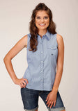 Roper Womens Sleeveless Button Thistle Foulard Western Shirt - Roper