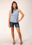 Roper Womens Sleeveless Button Thistle Foulard Western Shirt - Roper