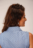 Roper Womens Sleeveless Button Thistle Foulard Western Shirt - Roper