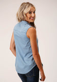 Roper Womens Sleeveless Light Wt Slvls Denim Blouse - Roper
