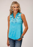 Roper Womens Sleeveless Poly Crepe Slvls Blouse - Roper