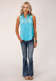 Roper Womens Sleeveless Poly Crepe Slvls Blouse - Roper