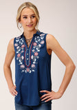 Roper Womens Sleeveless Poly Crepe Slvls Blouse - Roper