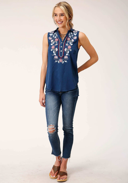 Roper Womens Sleeveless Poly Crepe Slvls Blouse - Roper - Flyclothing LLC