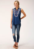 Roper Womens Sleeveless Poly Crepe Slvls Blouse - Roper