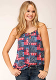 Roper Womens Sleeveless Bandana Print Rayon Strappy Tank Blouse - Roper