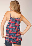 Roper Womens Sleeveless Bandana Print Rayon Strappy Tank Blouse - Roper