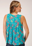 Roper Womens Sleeveless Tropical Aztec Print Rayon Blouse - Roper