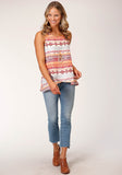 Roper Womens Sleeveless Aztec Print Rayon Tank Blouse - Roper