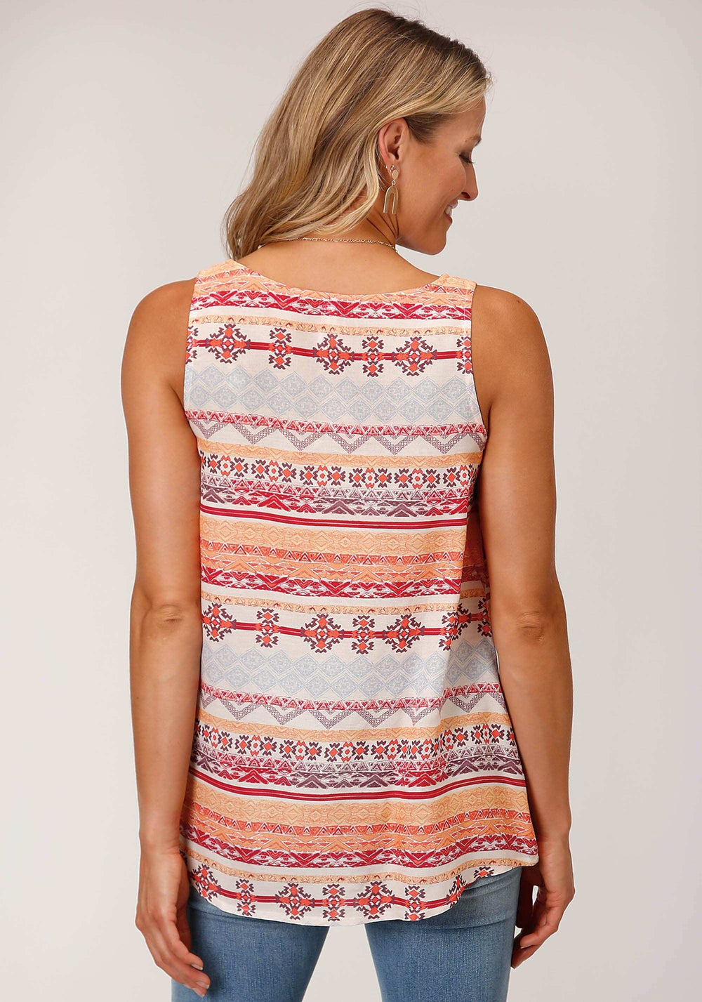 Roper Womens Sleeveless Aztec Print Rayon Tank Blouse - Roper - Flyclothing LLC