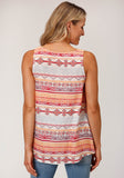 Roper Womens Sleeveless Aztec Print Rayon Tank Blouse - Roper
