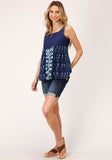 Roper Womens Sleeveless Solid Cotton Slvls Tank Blouse - Roper