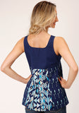 Roper Womens Sleeveless Solid Cotton Slvls Tank Blouse - Roper