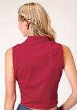 Roper Womens Sleeveless Solid Poplin Slvls Shirt W Tie Front Blouse - Roper