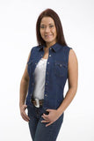 ROPER WOMENS DENIM BLUE SLEEVELESS WESTERN SNAP SHIRT - Roper