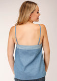 Roper Womens Sleeveless Cotton Denim Tank Top Blouse - Roper