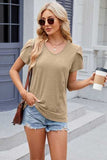 V-Neck Short Sleeve T-Shirt - Trendsi - Flyclothing LLC