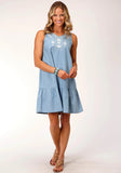 Roper Womens Long Sleeve Lightweight Denim Sleeveless Dress - Roper