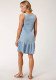 Roper Womens Long Sleeve Lightweight Denim Sleeveless Dress - Roper