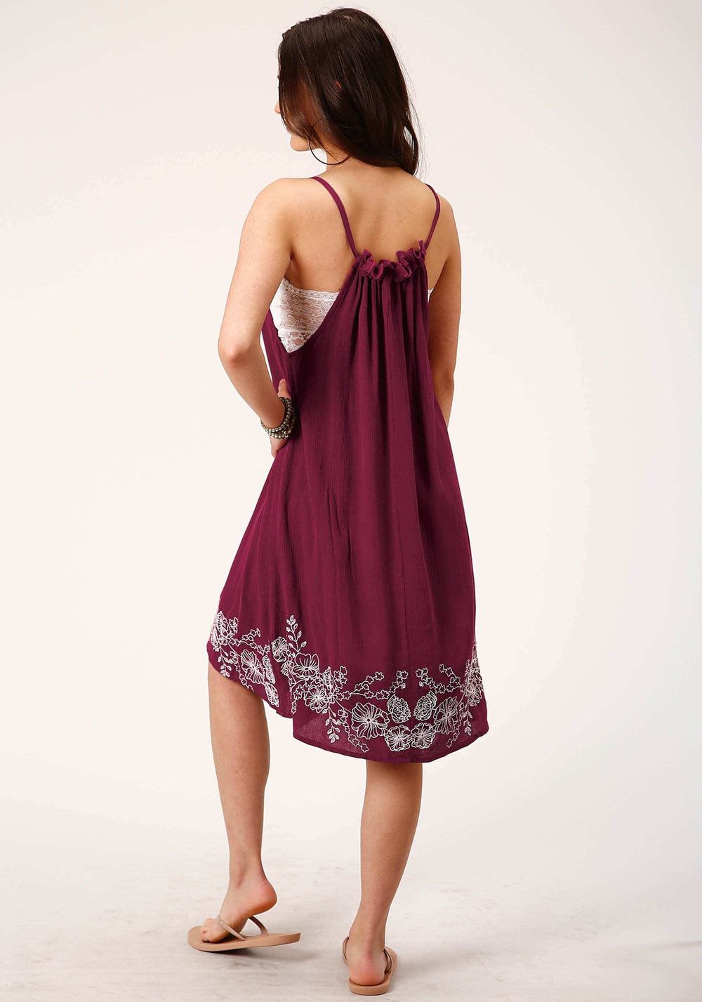 Roper Womens Sleeveless Wine Rayon Crepe Strappy Dress - Roper - Flyclothing LLC