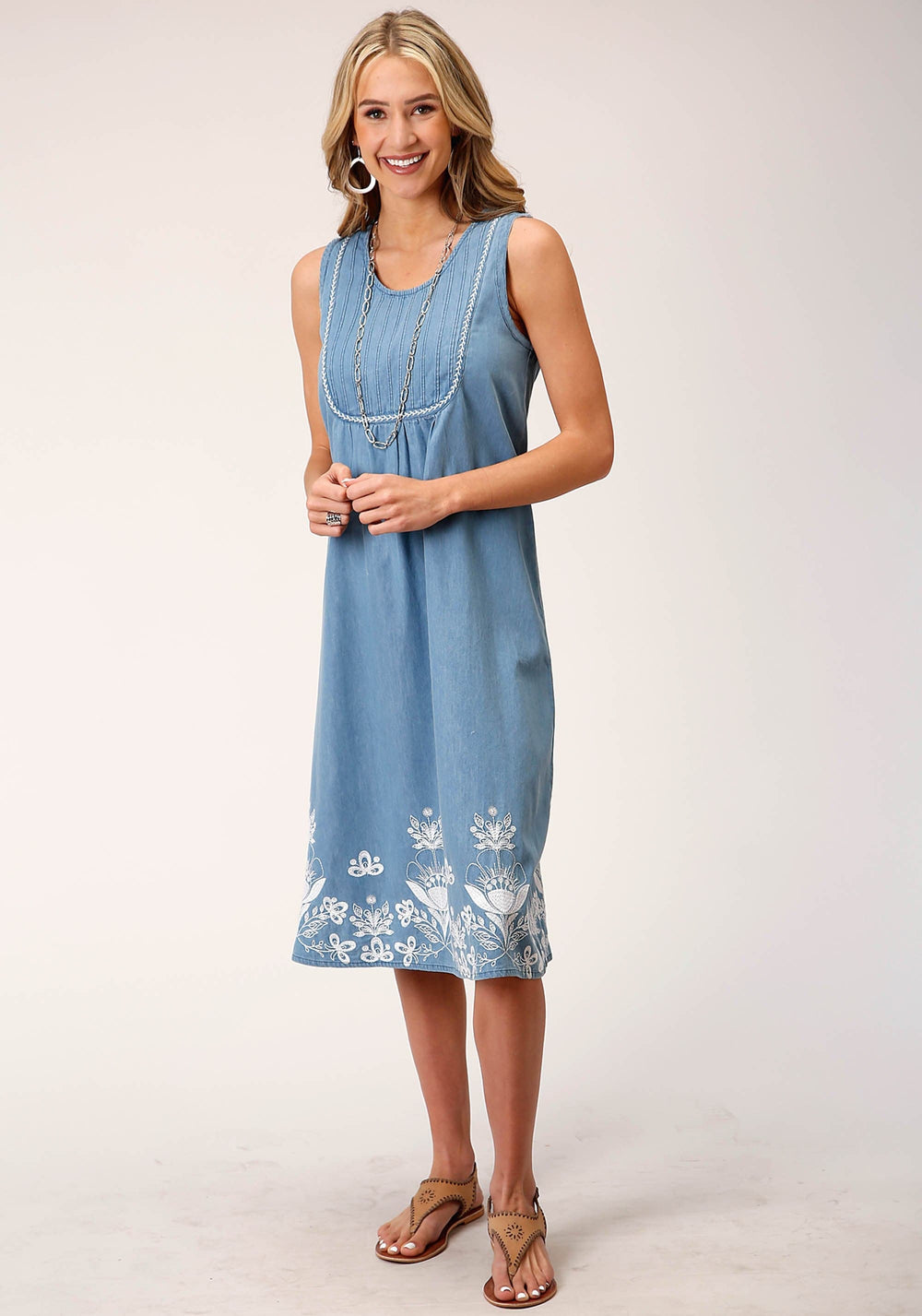 Roper Womens Sleeveless Denim Sleeveless Dress - Roper