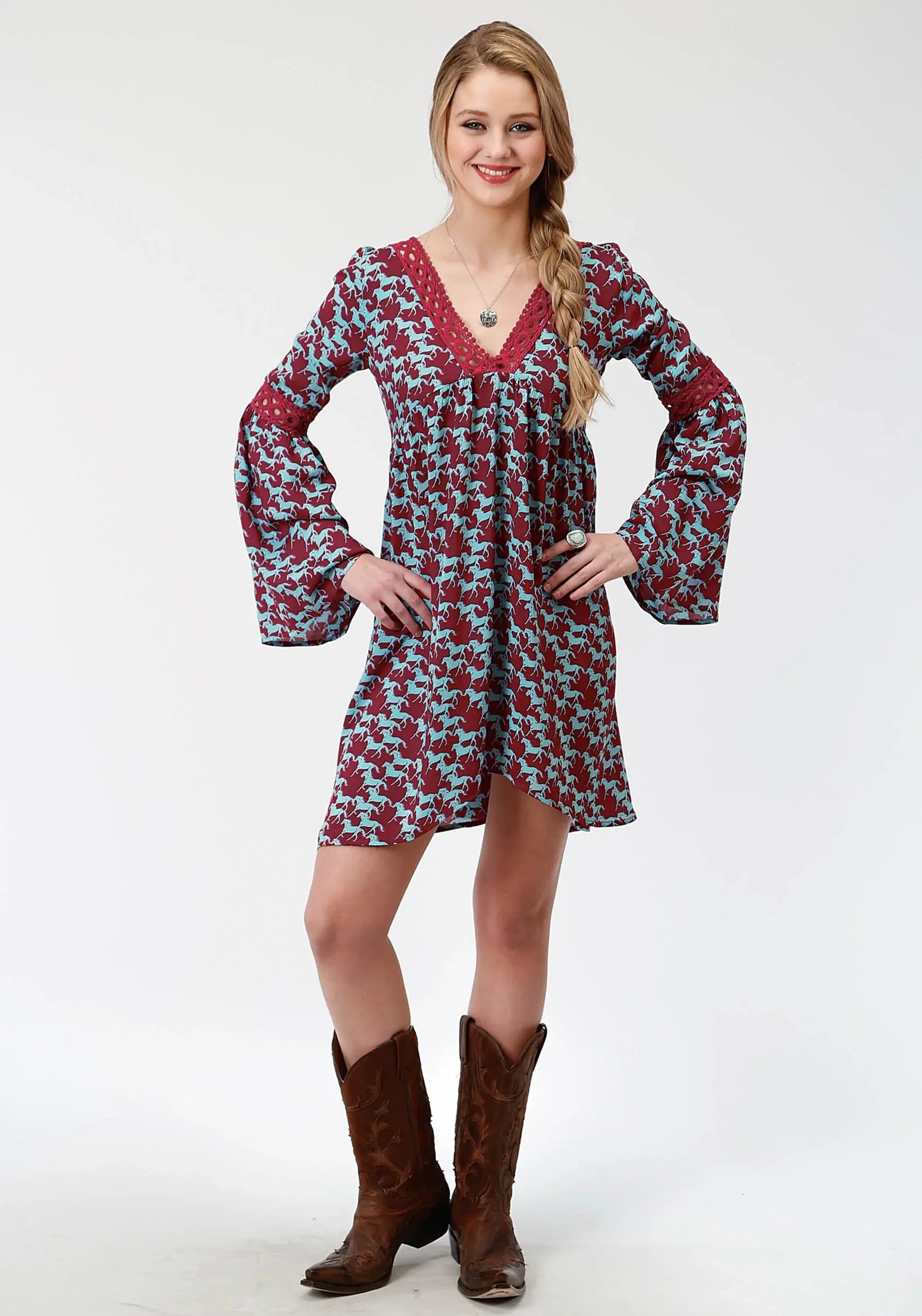 Roper Womens Red And Blue Printed Dress - Roper - Flyclothing LLC