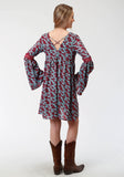 Roper Womens Red And Blue Printed Dress - Roper