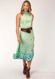 Roper Womens Sleeveless Summer Floral Brorder Print Amer Crepe Dress - Roper