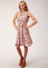 Roper Womens Sleeveless Spring Paisley Print Poly Crepe Dress - Roper - Flyclothing LLC