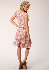 Roper Womens Sleeveless Spring Paisley Print Poly Crepe Dress - Roper