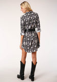 Roper Womens Long Sleeve Print Poly Crepe Shirt Dress - Roper