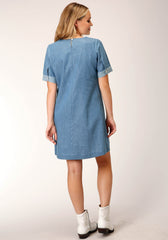 Roper Womens Short Sleeve Cotton Denim Dress - Roper