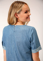 Roper Womens Short Sleeve Cotton Denim Dress - Roper