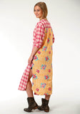 Roper Womens Pink And White Plaid Long Sleeve Shirt Dress - Roper