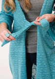 Roper Womens Teal Sweater Knit Long Sleeve Cardigan - Roper