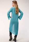 Roper Womens Teal Sweater Knit Long Sleeve Cardigan - Roper