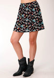 Roper Womens Black Cowgirl Print  Skirt - Roper